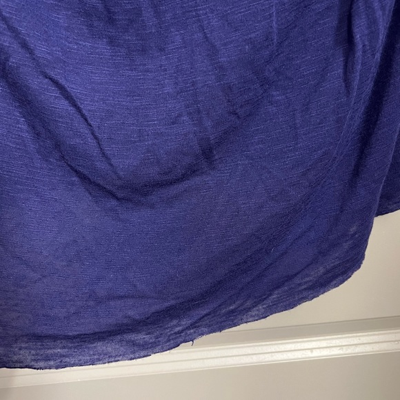 Peruvian Connection Indigo Blue Gathered Neck Sleeveless Tunic Small Linen Blend - Picture 3 of 7